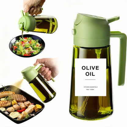 2-In-1 Oil Sprayer & Dispenser Bottle for Kitchen Cooking, Healthy Olive/Avocado Oil Spray for BBQ & Salad Prep, Air Fryer Accessories