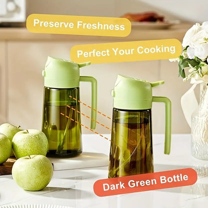 2-In-1 Oil Sprayer & Dispenser Bottle for Kitchen Cooking, Healthy Olive/Avocado Oil Spray for BBQ & Salad Prep, Air Fryer Accessories