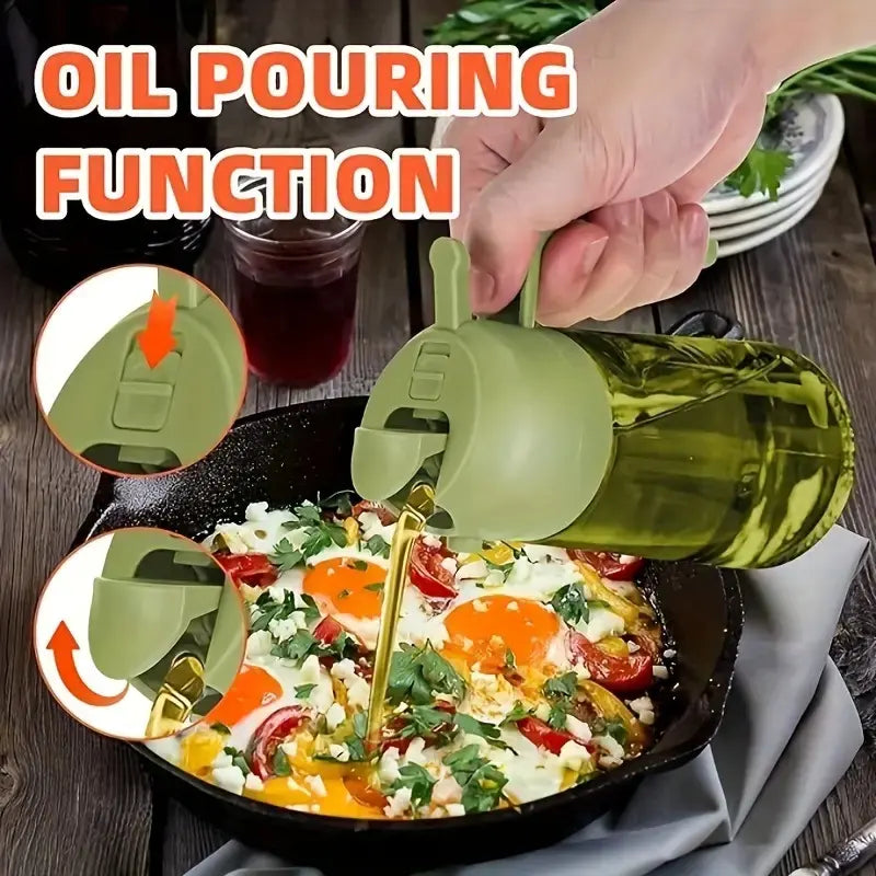 2-In-1 Oil Sprayer & Dispenser Bottle for Kitchen Cooking, Healthy Olive/Avocado Oil Spray for BBQ & Salad Prep, Air Fryer Accessories